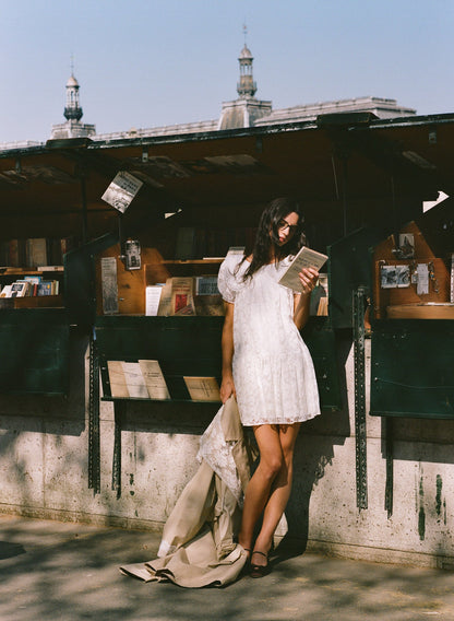 Ditsy Petal Babydoll Mini Dress White - For Love & Lemons