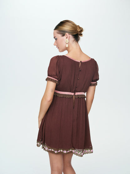 Katelyn Mini Dress Brown - For Love & Lemons
