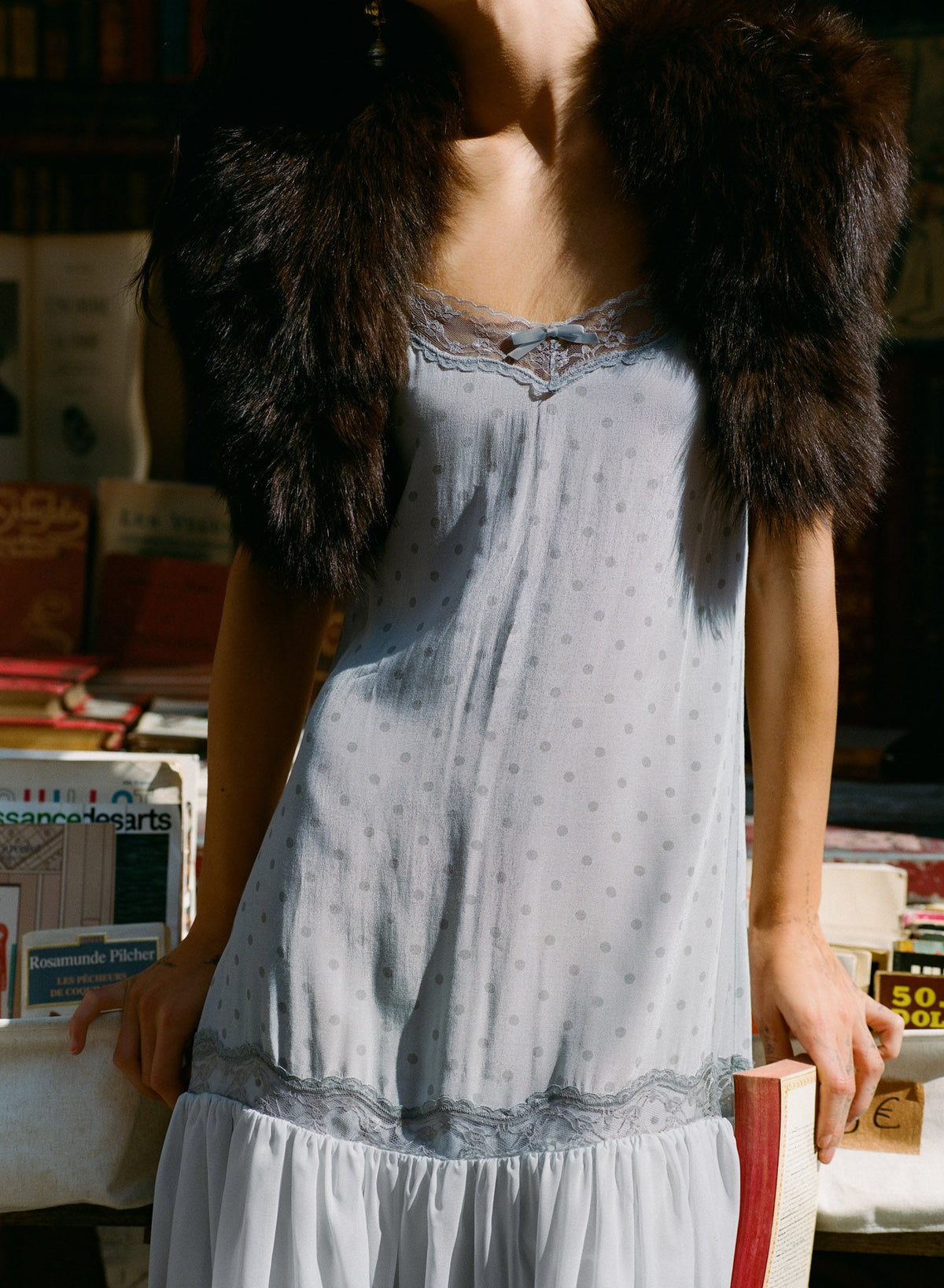 Piper Polka Dot Midi Dress Blue - For Love & Lemons