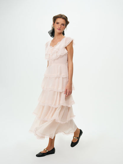 Taylor Midi Dress Light Pink - For Love & Lemons