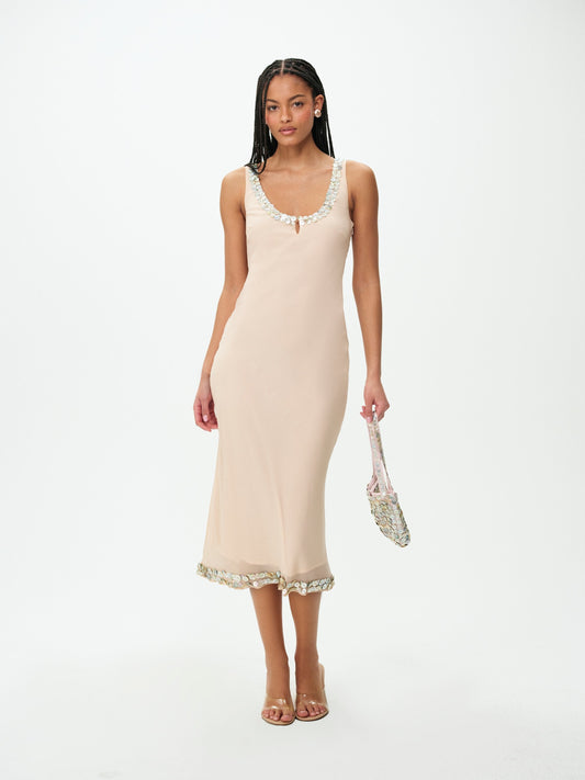 Joanne Midi Dress Peach - For Love & Lemons