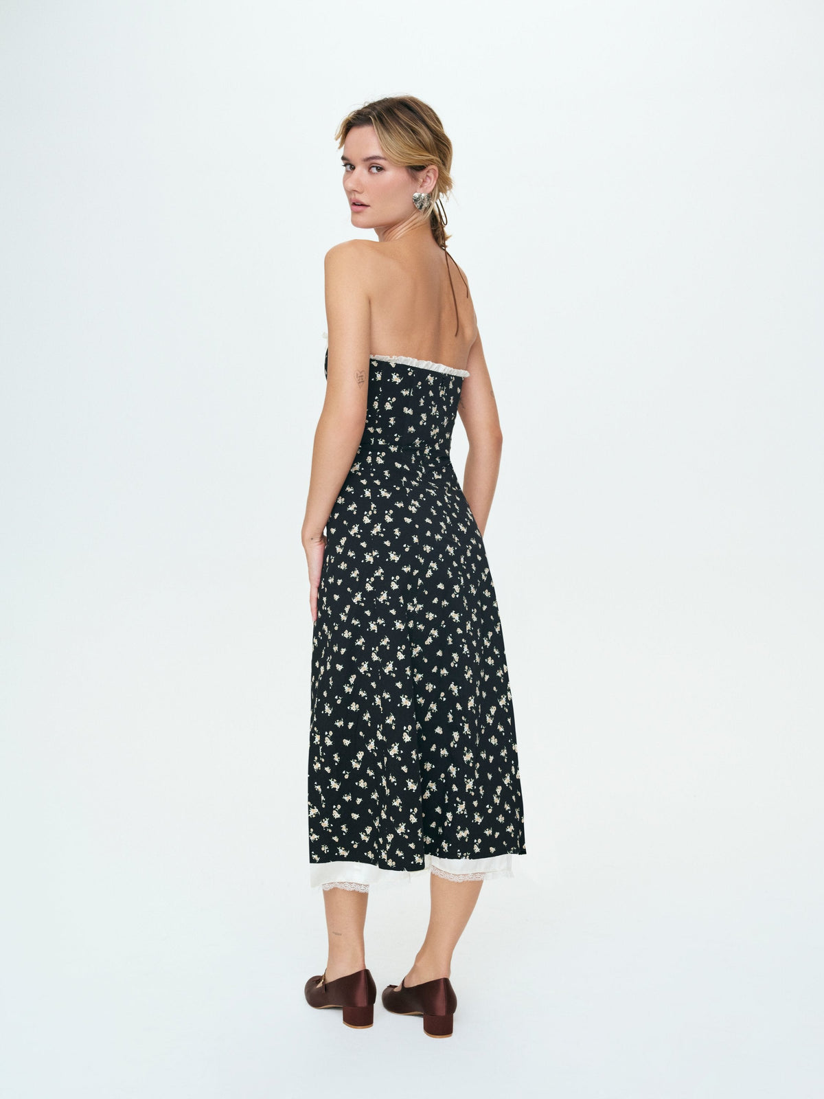 Baby Bows Patchwork Midi Dress Black - For Love & Lemons
