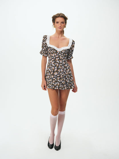 Canyon Blossom Mini Dress Black - For Love & Lemons