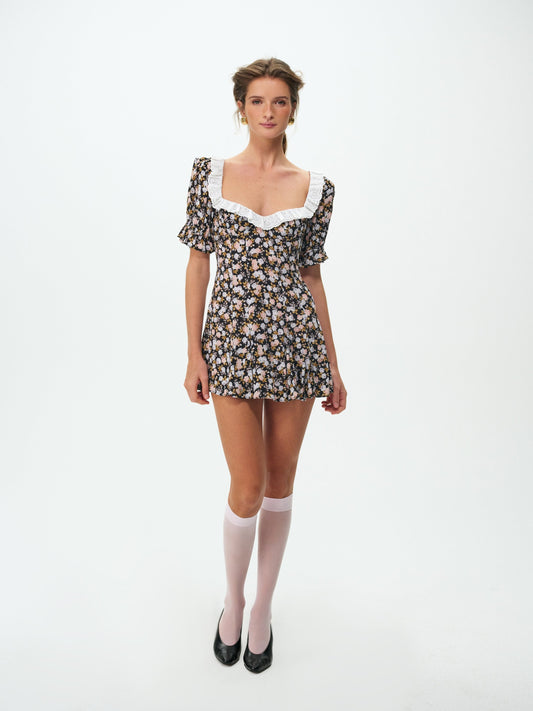 Canyon Blossom Mini Dress Black - For Love & Lemons