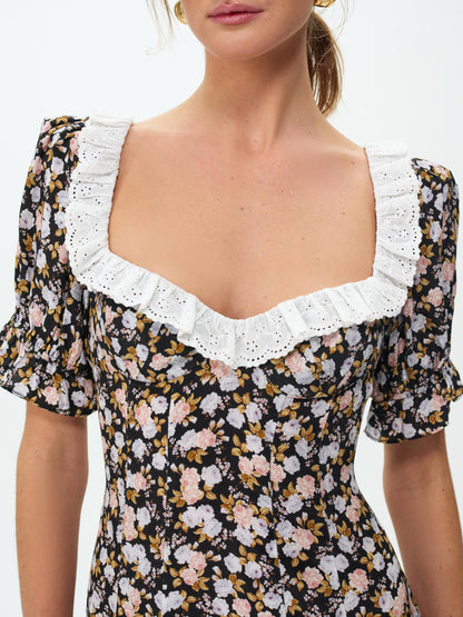 Canyon Blossom Mini Dress Black - For Love & Lemons