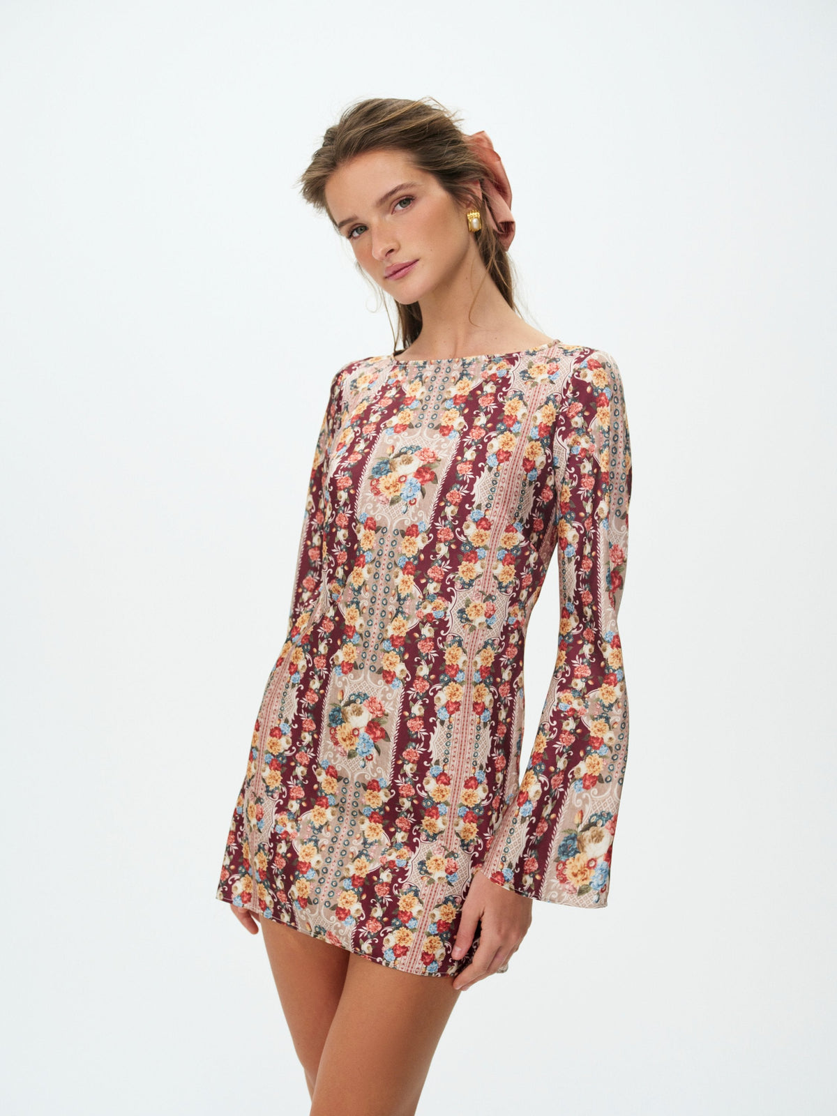 Maple Rose Mini Dress Burgundy - For Love & Lemons
