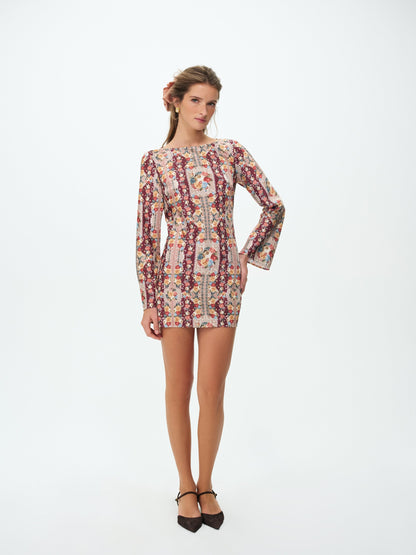 Maple Rose Mini Dress Burgundy - For Love & Lemons