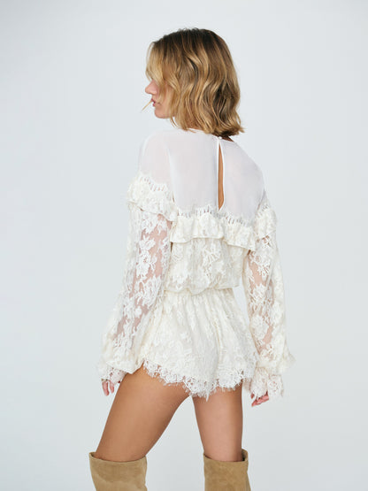 Country Rose Lace Romper Cream - For Love & Lemons