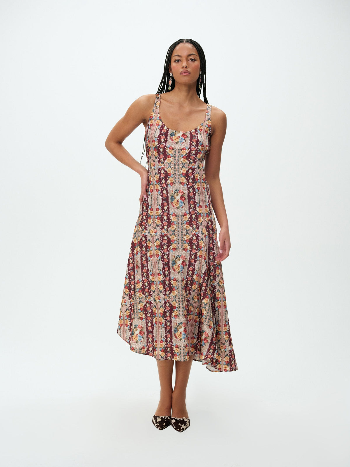 Maple Rose Midi Dress Burgundy - For Love & Lemons