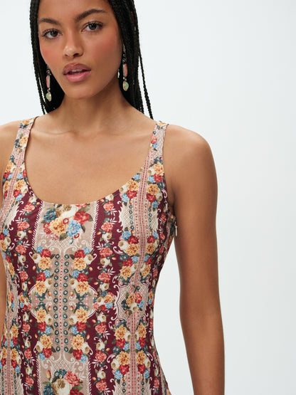 Maple Rose Midi Dress Burgundy - For Love & Lemons
