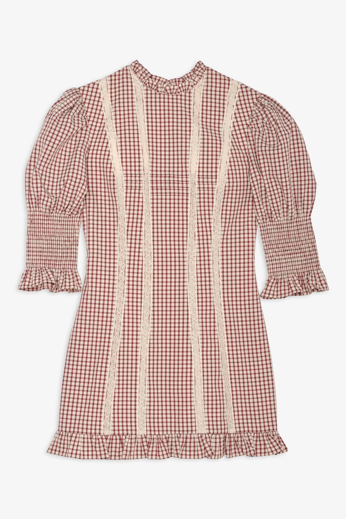 Annie Gingham Mini Dress Burgundy - For Love & Lemons
