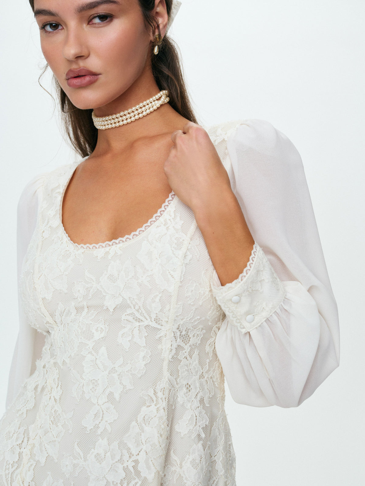 Rosa Long Sleeve Mini Dress Cream - For Love & Lemons