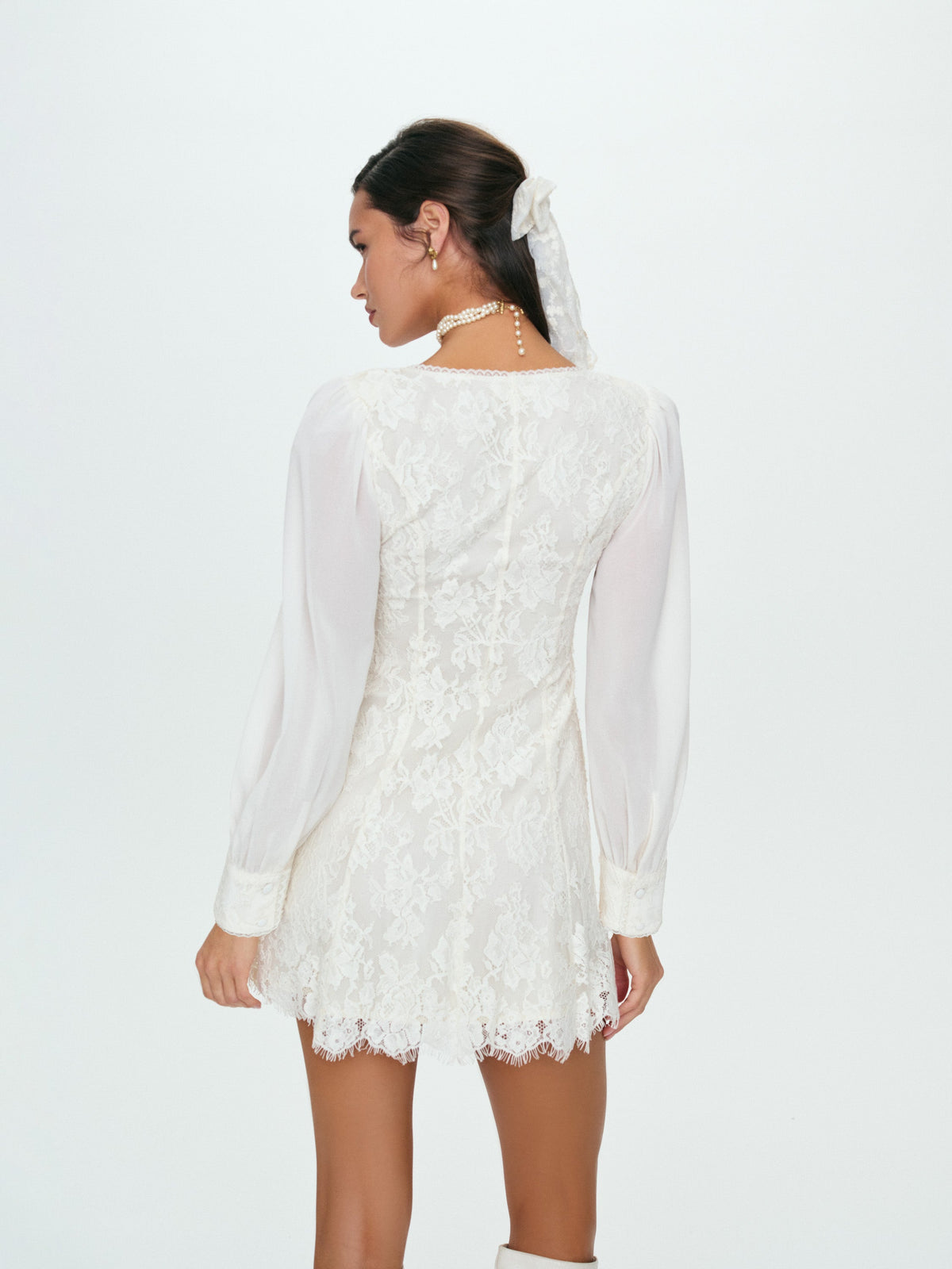Rosa Long Sleeve Mini Dress Cream - For Love & Lemons