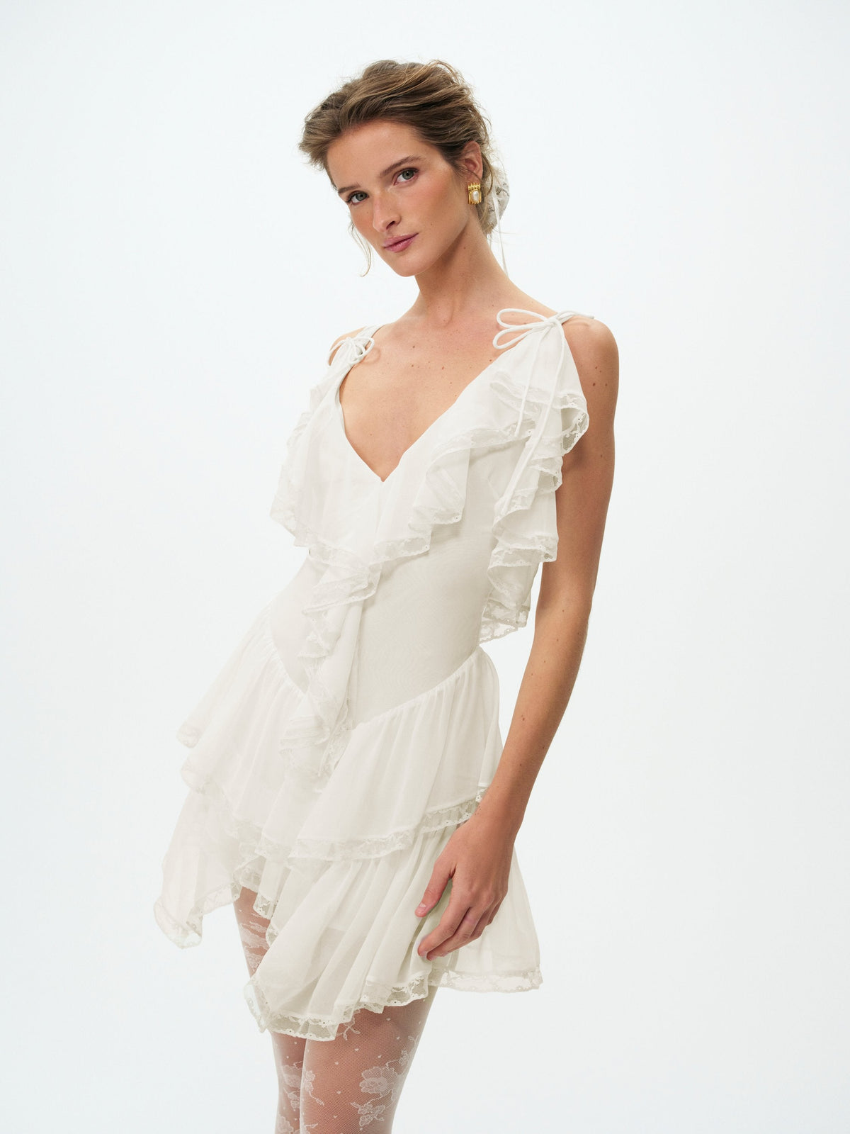 Layla Asymmetrical Mini Dress Cream - For Love & Lemons