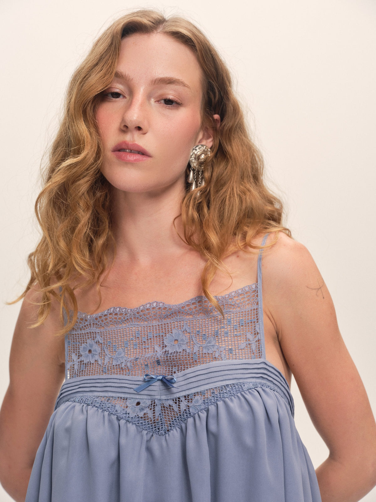 Layla Mini Dress Slate Blue - For Love & Lemons