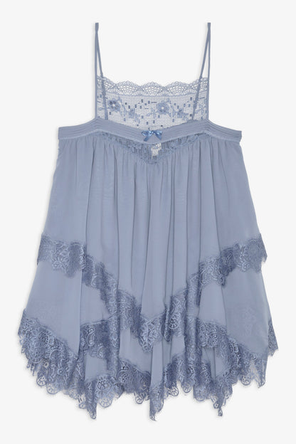 Layla Mini Dress Slate Blue - For Love & Lemons