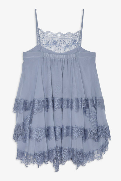Layla Mini Dress Slate Blue - For Love & Lemons