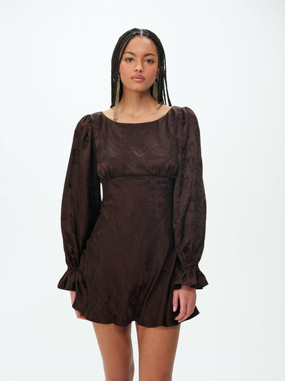 Sierra Fringe Mini Dress Dark Brown - For Love & Lemons