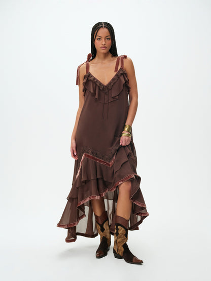 Layla Maxi Dress Chocolate - For Love & Lemons