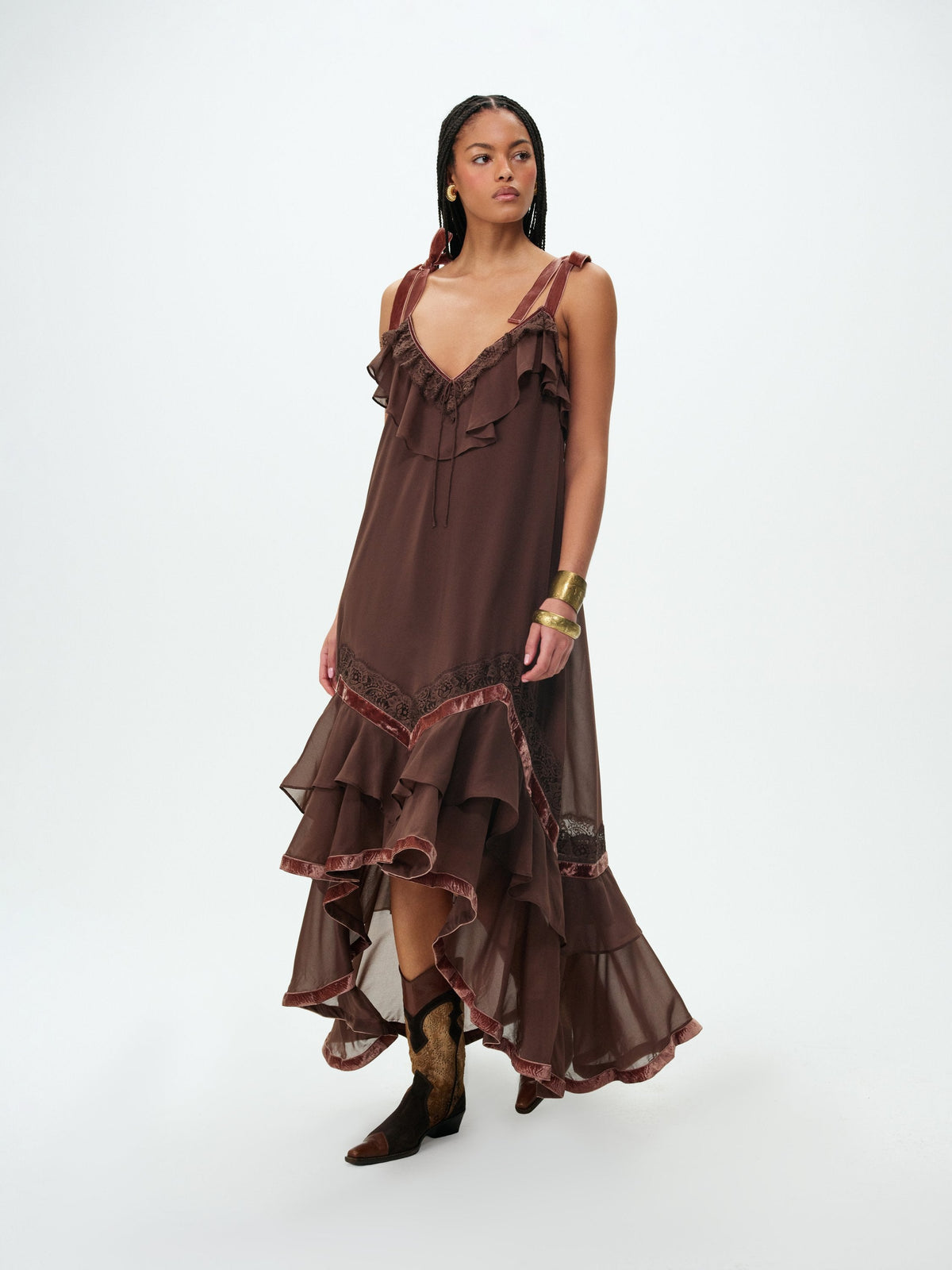 Layla Maxi Dress Chocolate - For Love & Lemons