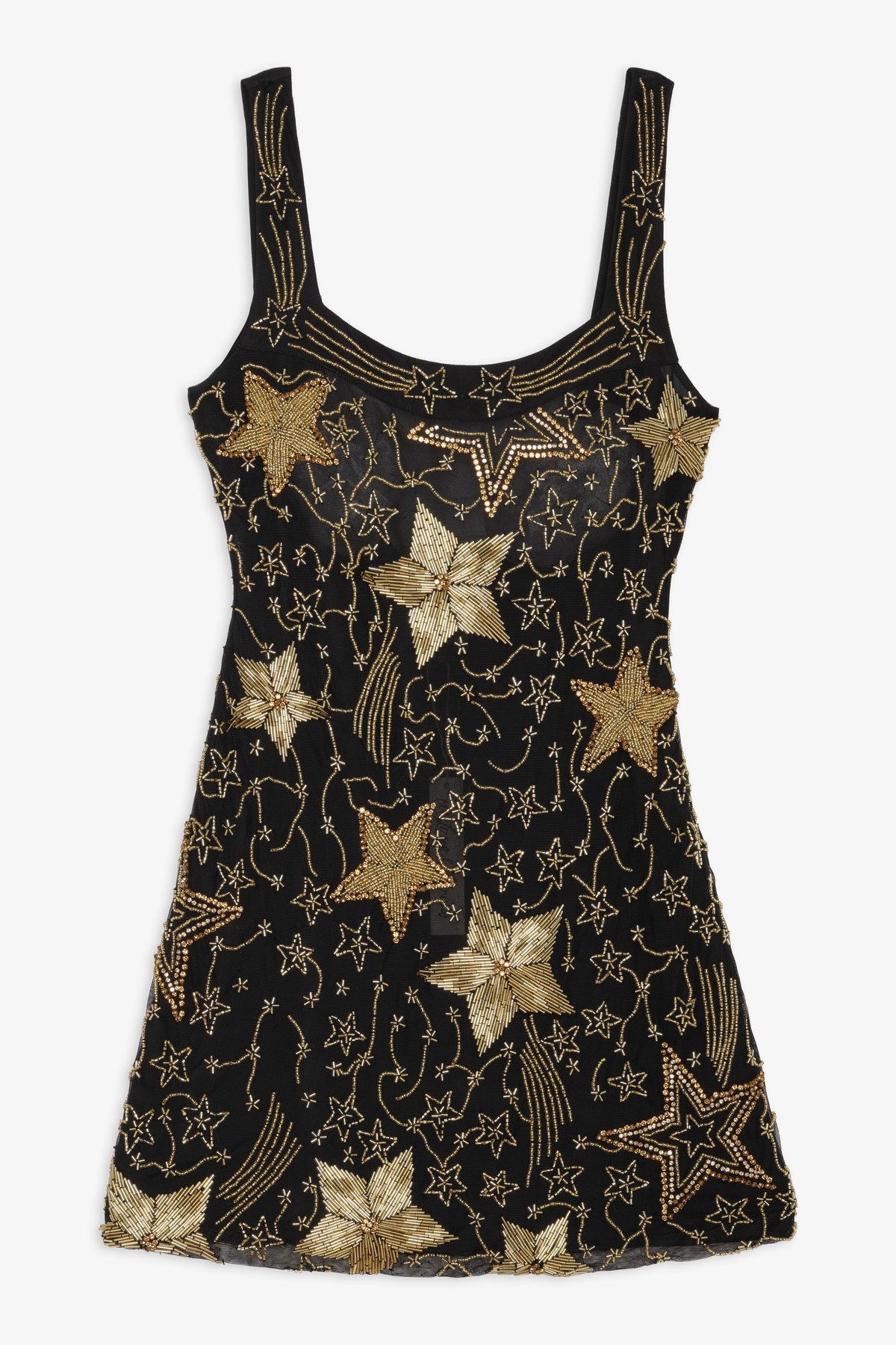 Shooting Stars Beaded Mini Dress Black - For Love & Lemons