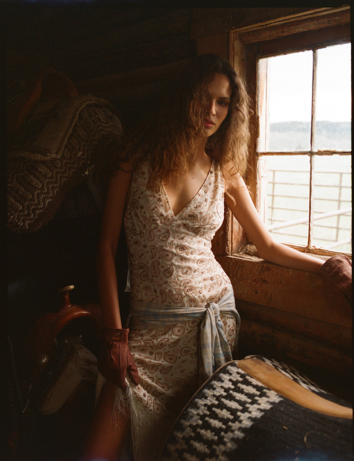 Paisley Floral Beaded Midi Dress Cream - For Love & Lemons