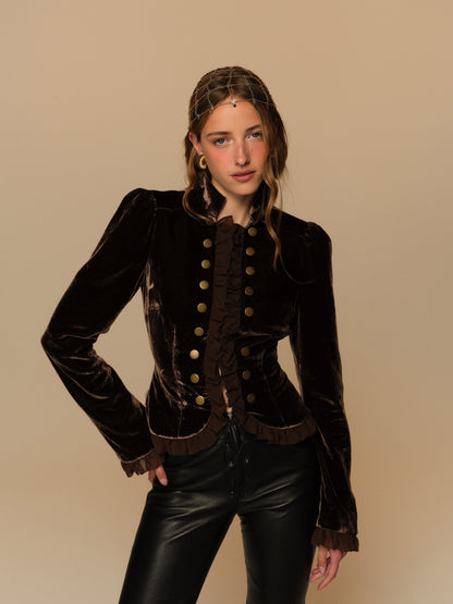 Heirloom Velvet Military Jacket Brown - For Love & Lemons
