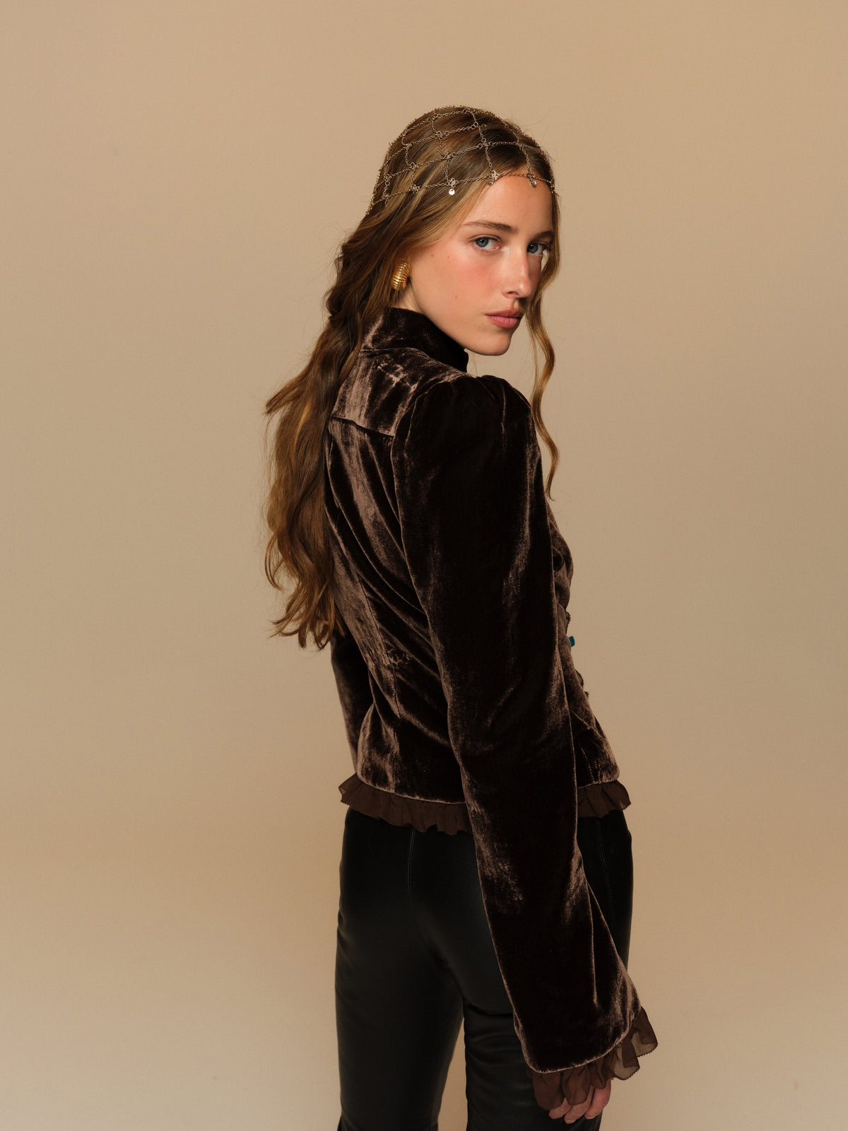 Heirloom Velvet Military Jacket Brown - For Love & Lemons