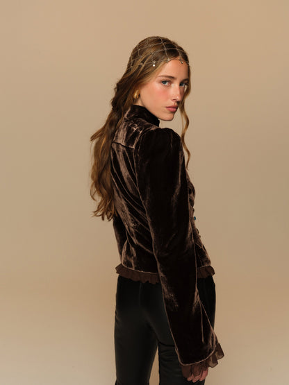 Heirloom Velvet Military Jacket Brown - For Love & Lemons