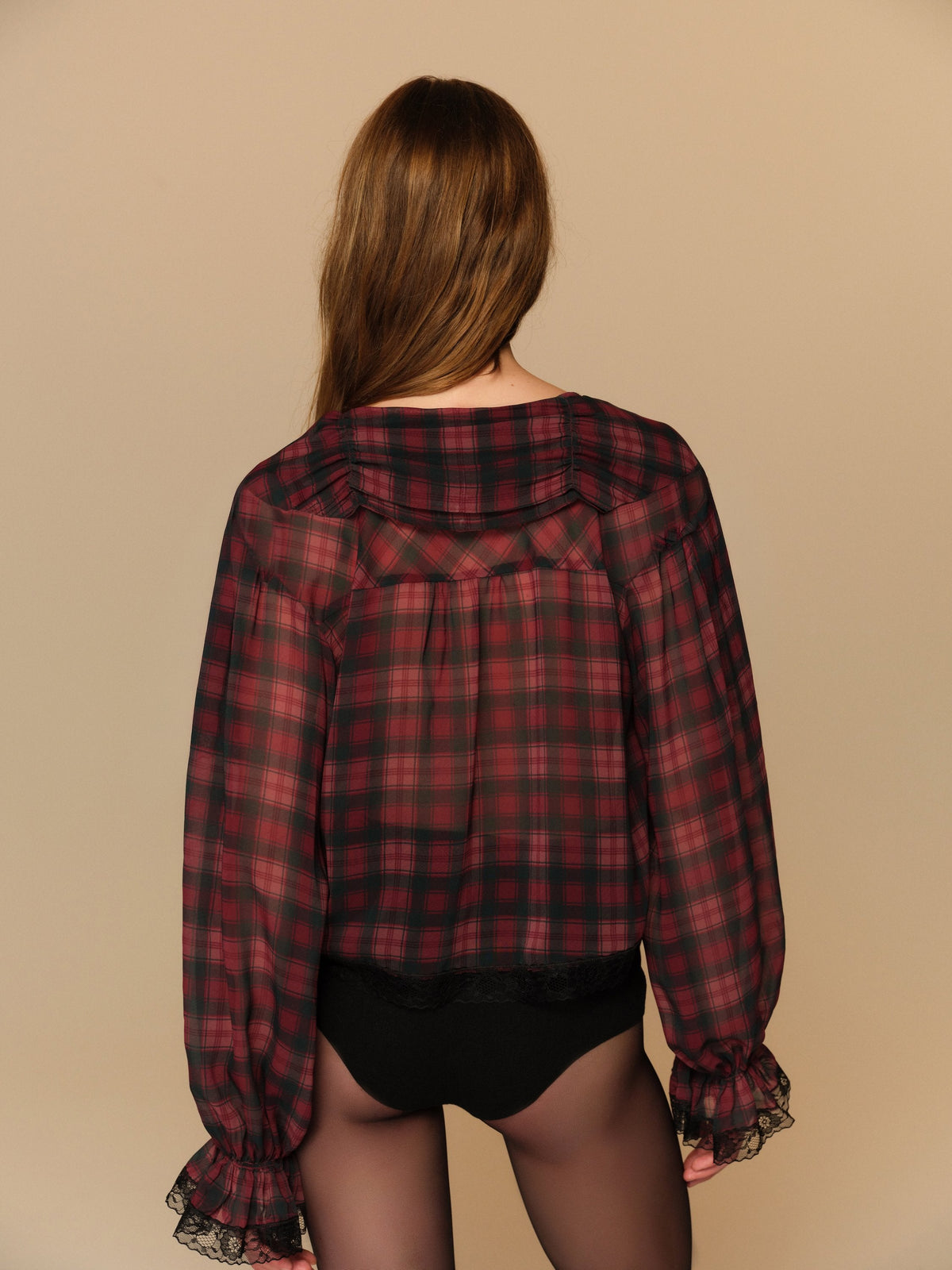 Jules Plaid Top Burgundy - For Love & Lemons