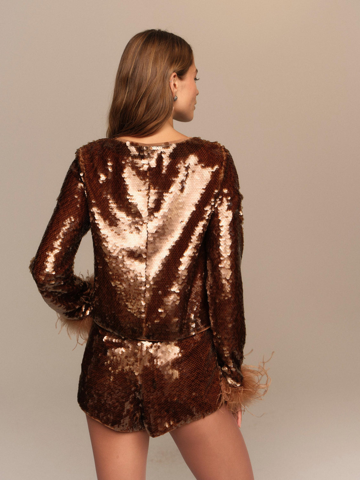 Goldie Sequin Jacket Brown - For Love & Lemons