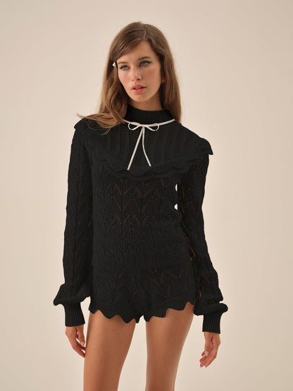Leila Knit Top Black - For Love & Lemons