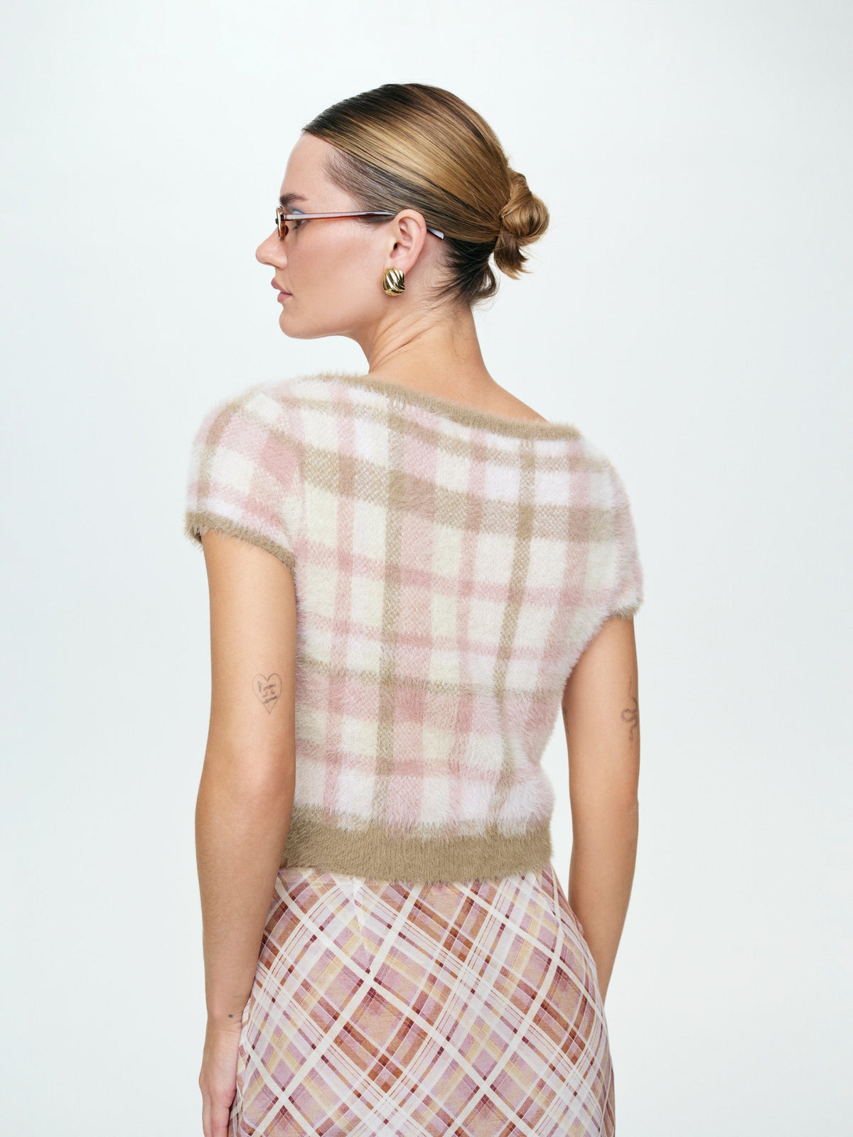 Poet Plaid Knit Top Purple - For Love & Lemons