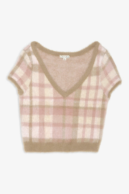 Poet Plaid Knit Top Purple - For Love & Lemons