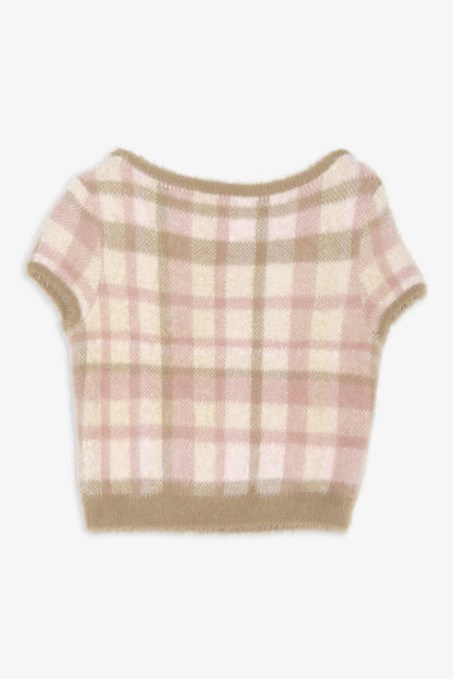 Poet Plaid Knit Top Purple - For Love & Lemons
