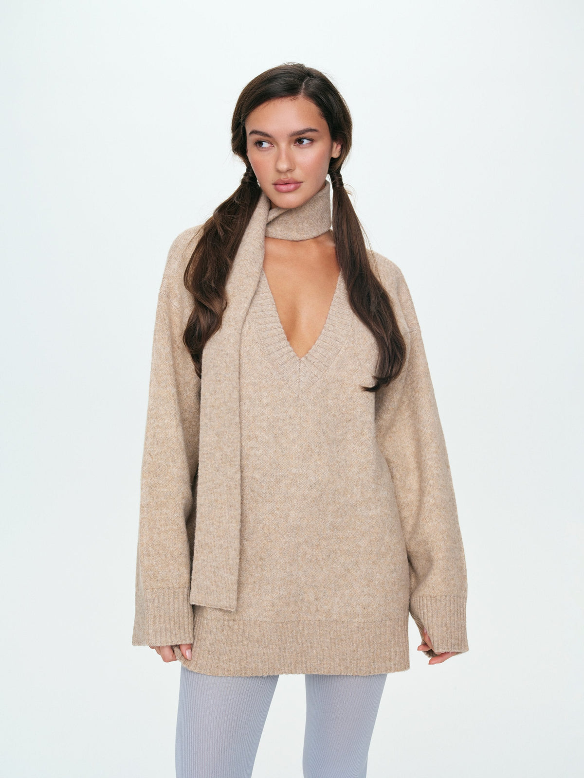 Sally Sweater & Scarf Set Tan - For Love & Lemons