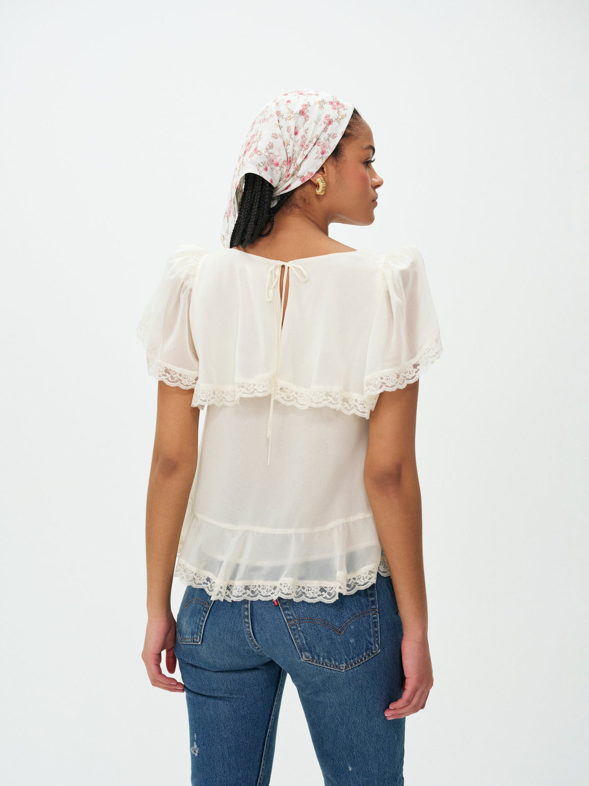 Layla Ruffle Top Cream - For Love & Lemons