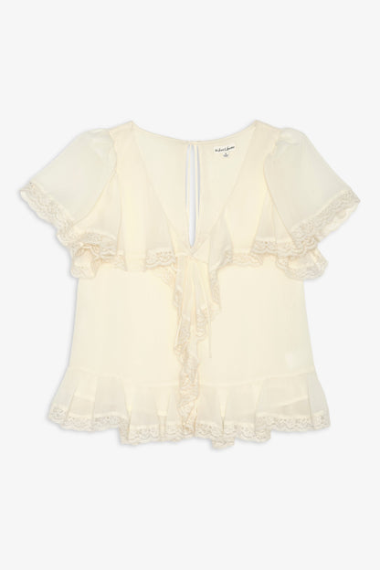 Layla Ruffle Top Cream - For Love & Lemons