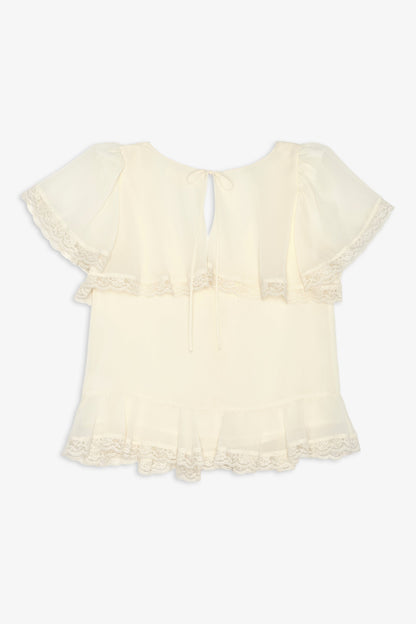 Layla Ruffle Top Cream - For Love & Lemons