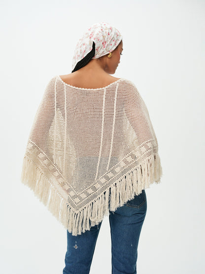 Rosewood Crochet Poncho Vintage Tan - For Love & Lemons