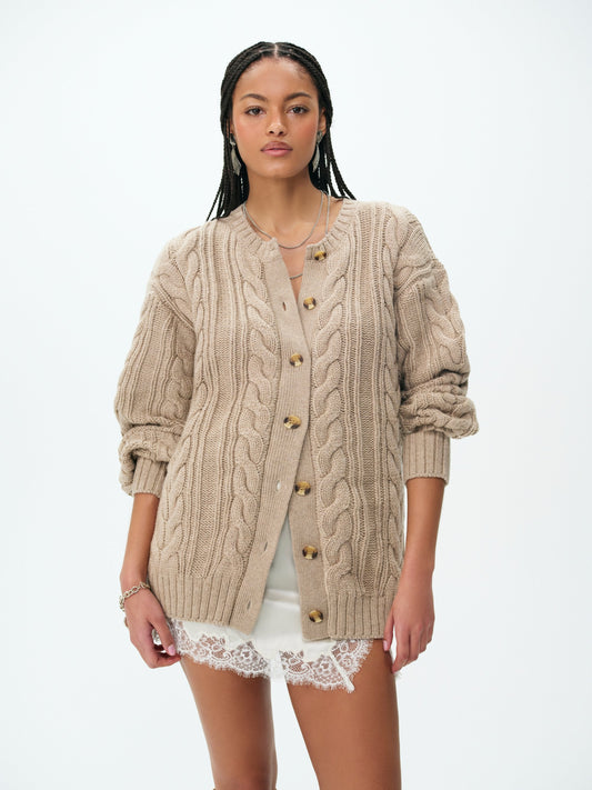 Nathalie Oversized Cardigan Brown - For Love & Lemons