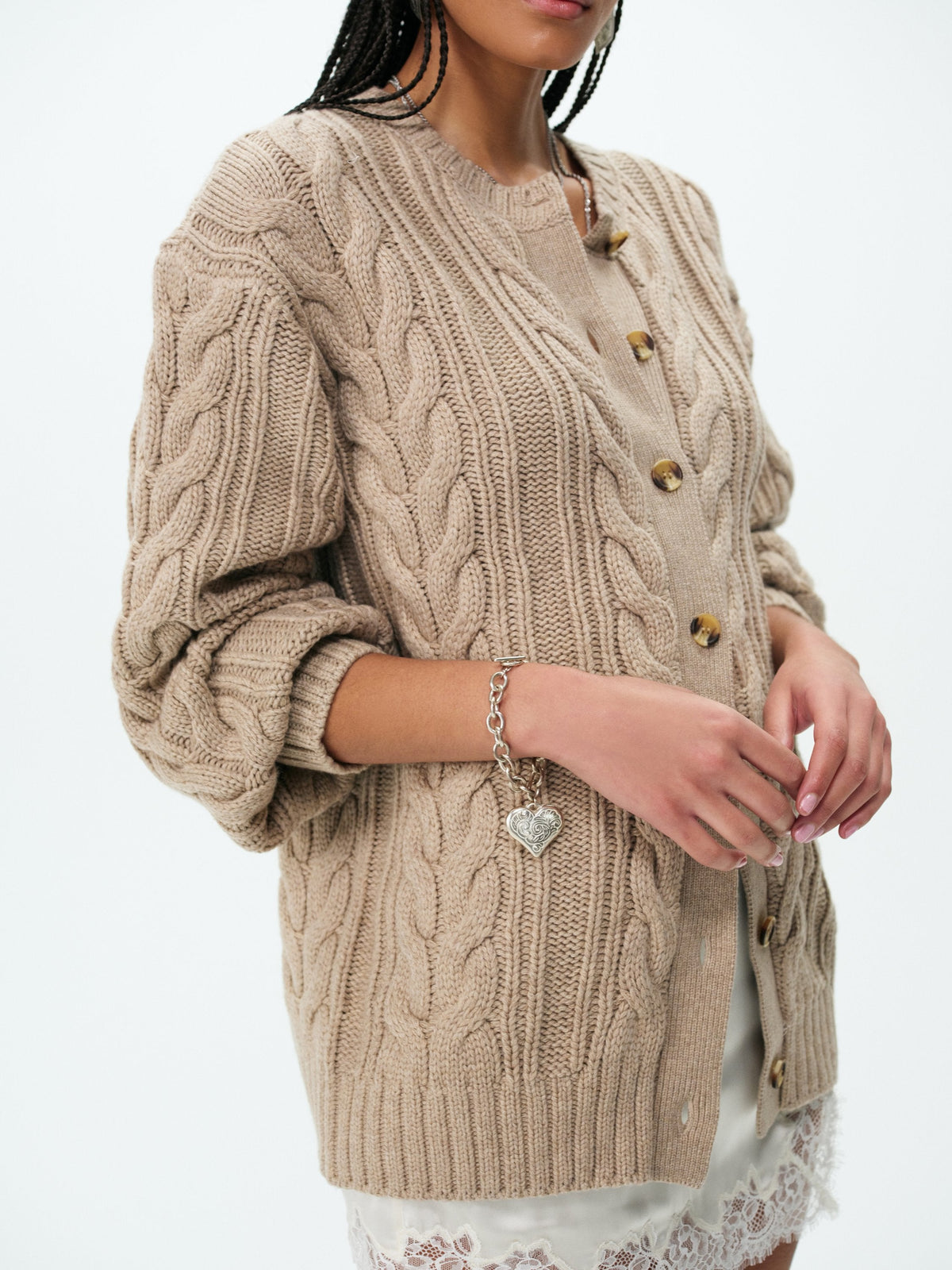 Nathalie Oversized Cardigan Brown - For Love & Lemons