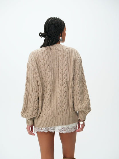 Nathalie Oversized Cardigan Brown - For Love & Lemons