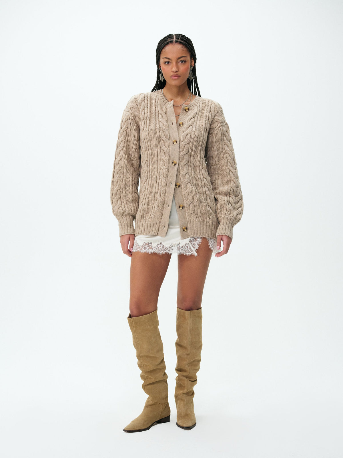 Nathalie Oversized Cardigan Brown - For Love & Lemons