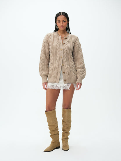 Nathalie Oversized Cardigan Brown - For Love & Lemons