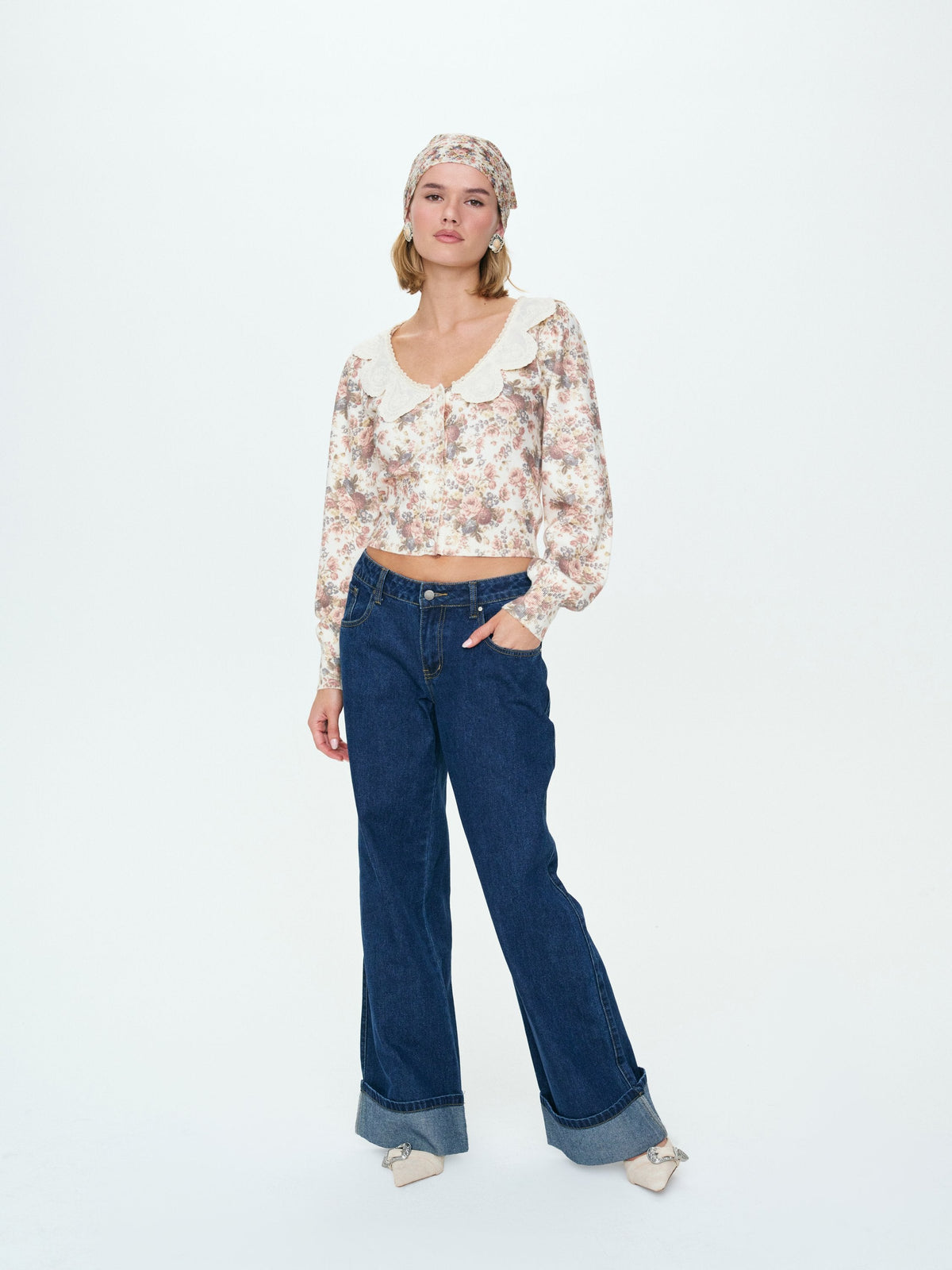 Betsy Floral Sweater Cream - For Love & Lemons