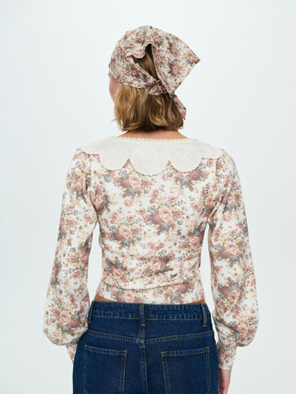 Betsy Floral Sweater Cream - For Love & Lemons