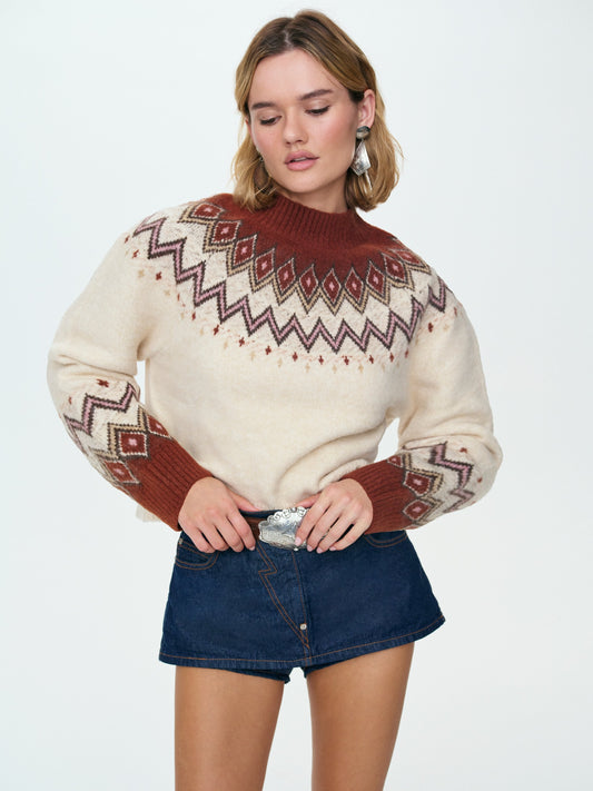 Fair Isle Sweater Tan - For Love & Lemons