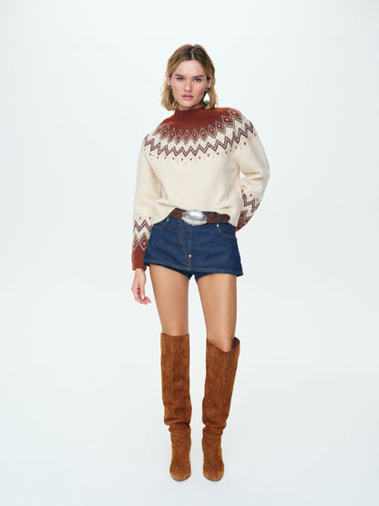 Fair Isle Sweater Tan - For Love & Lemons