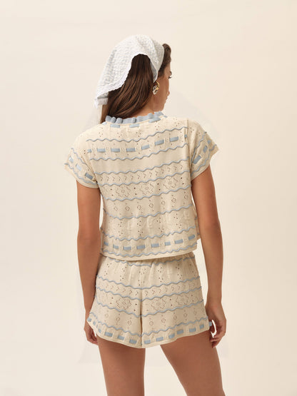 Dora Pointelle Top Blue - For Love & Lemons